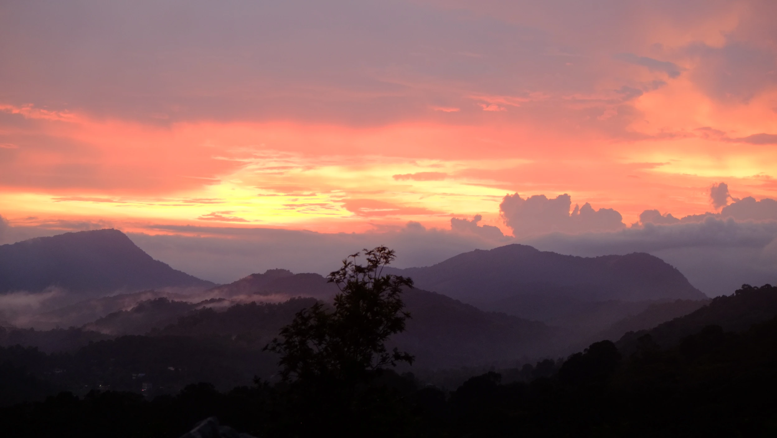 sunset farm hill top